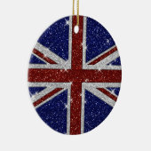 Glitters Shiny Sparkle Union Jack Flag Keramisch Ornament (Rechts)
