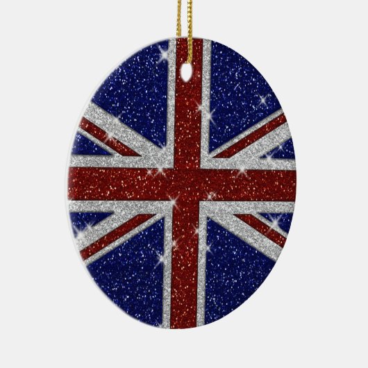 Glitters Shiny Sparkle Union Jack Flag Keramisch Ornament (Rechts)