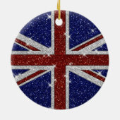Glitters Shiny Sparkle Union Jack Flag Keramisch Ornament (Achterkant)