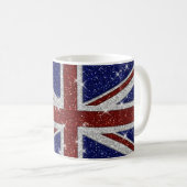 Glitters Shiny Sparkle Union Jack Flag Koffiemok (Voorkant rechts)
