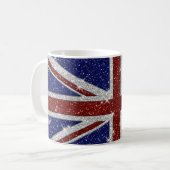 Glitters Shiny Sparkle Union Jack Flag Koffiemok (Voorkant links)