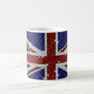 Glitters Shiny Sparkle Union Jack Flag Koffiemok