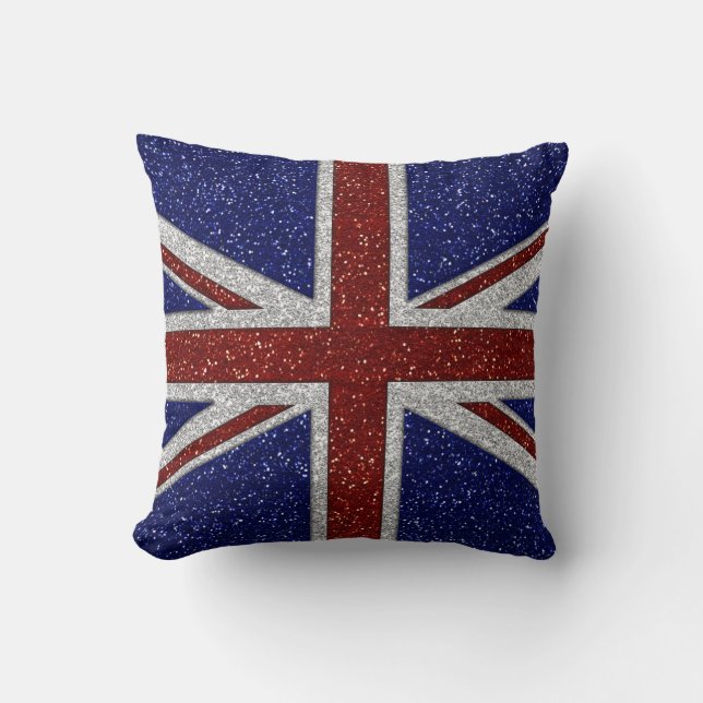 Glitters Shiny Sparkle Union Jack Flag Kussen (Voorkant)