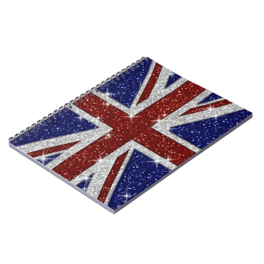 Glitters Shiny Sparkle Union Jack Flag Notitieboek (Linkerzijde)