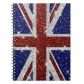 Glitters Shiny Sparkle Union Jack Flag Notitieboek (Voorkant)