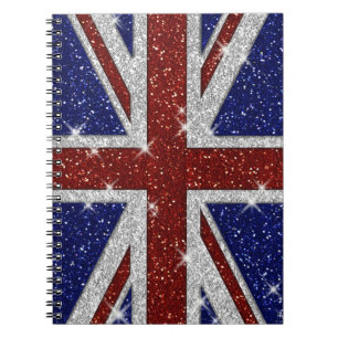 Glitters Shiny Sparkle Union Jack Flag Notitieboek