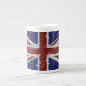 Glitters Shiny Sparkle Union Jack Flag Porselein Kop (Voorkant)