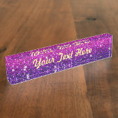 Glitters Sparkles Paarse roze textuur Naambordje (Zijkant)