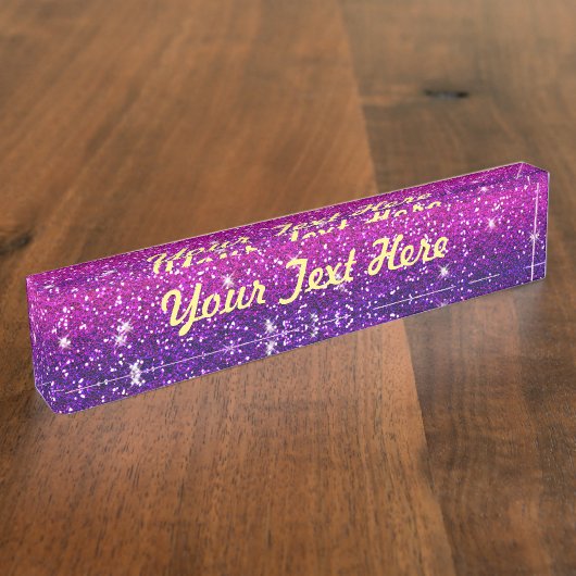 Glitters Sparkles Paarse roze textuur Naambordje (Zijkant)