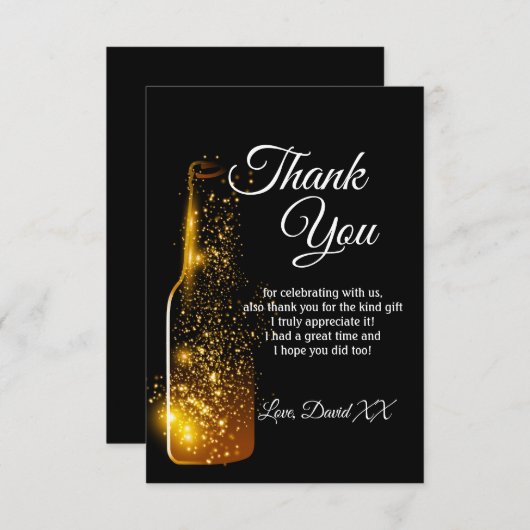 glitters, wijn, volwassene, bedankkaart (Voorkant / Achterkant)