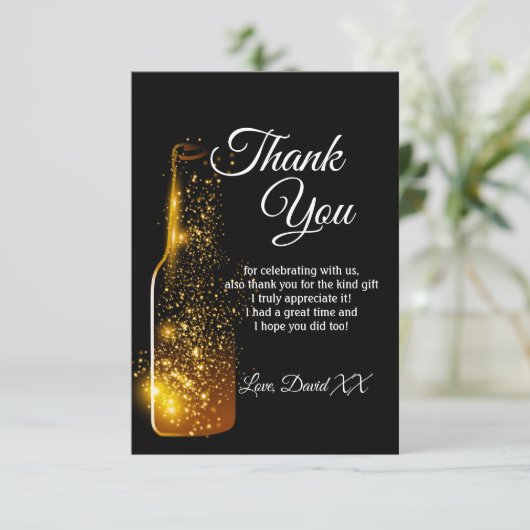 glitters, wijn, volwassene, dankkaart bedankkaart (Staand voorkant)