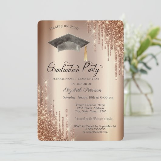 Glitterschijven, Afstudeerder Pet Afstuderen Kaart (Staand voorkant)