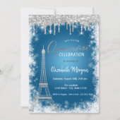 Glitterschijven, eiffeltoren, Snowflake Quinceañer Kaart (Voorkant)