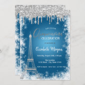 Glitterschijven, eiffeltoren, Snowflake Quinceañer Kaart (Voorkant / Achterkant)