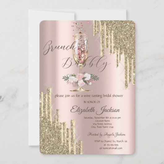 Glitterschijven, glas, brunch en bubbelig Vrijgeze Kaart (Voorkant)