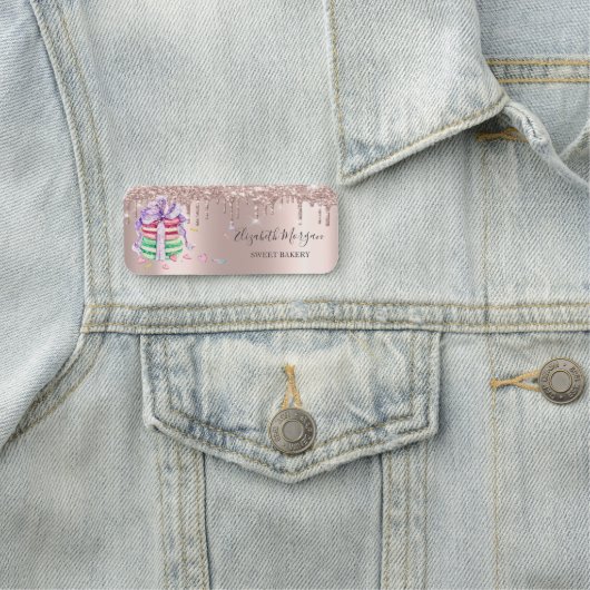 Glitterschijven, Roos Gold Macarons Naamplaatje (In situ)