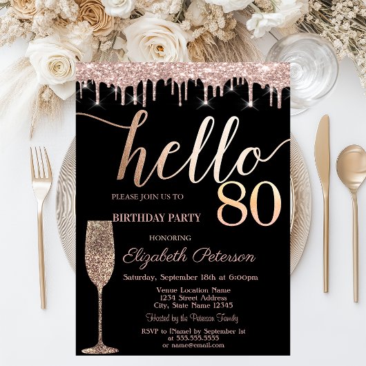 Glitterschijven, wijnglas 80e verjaardag kaart