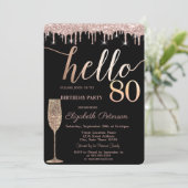 Glitterschijven, wijnglas 80e verjaardag kaart (Staand voorkant)