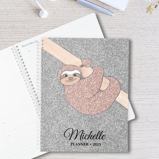 Glittersleuf voor gepersonaliseerd Roos Gold Silve Planner