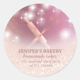 Glitterspalpen en zogenaamde "whiskychef"-bakkerij ronde sticker