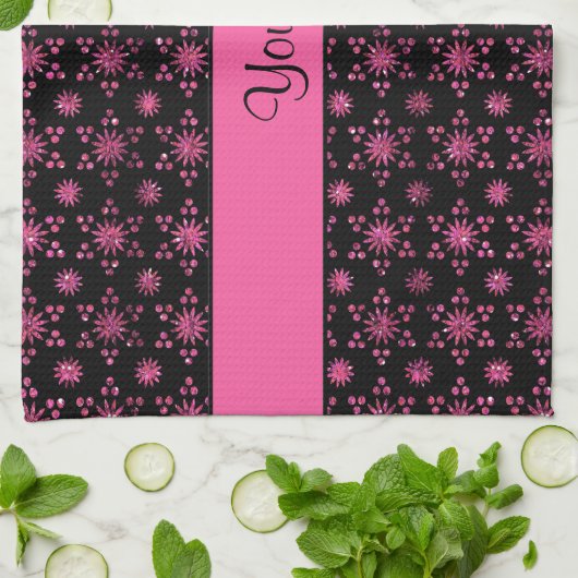 Glittersterren in superroze bruinroze glitter theedoek (Gevouwen)