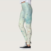 Glittersterren op gemarmerde waterverf leggings (Links)