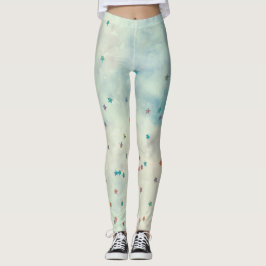 Glittersterren op gemarmerde waterverf leggings