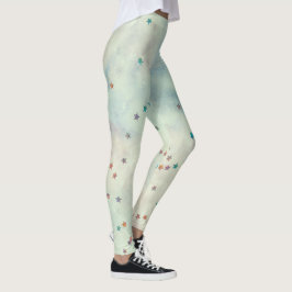 Glittersterren op gemarmerde waterverf leggings