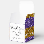 Glitterstripes voor goud en Paars, bedrukt Bedankdoosjes (Geopend)