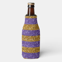 Glitterstripes voor goud en Paars, bedrukt Flesjeskoeler