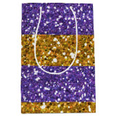 Glitterstripes voor goud en Paars, bedrukt Medium Cadeauzakje (Voorkant)