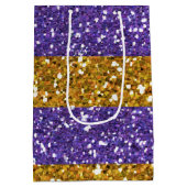 Glitterstripes voor goud en Paars, bedrukt Medium Cadeauzakje (Achterkant)