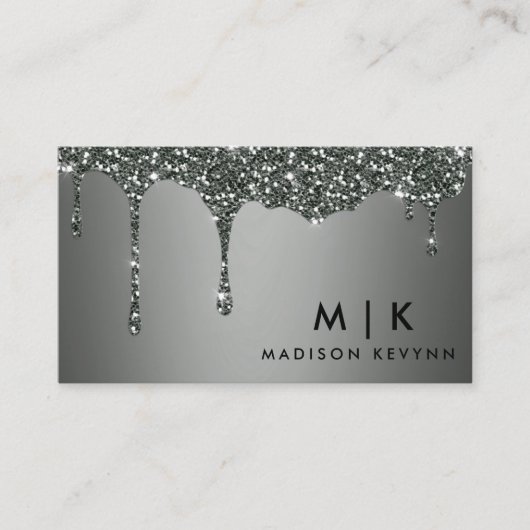 Glittertextuur zilvergrijs visitekaartje (Voorkant)