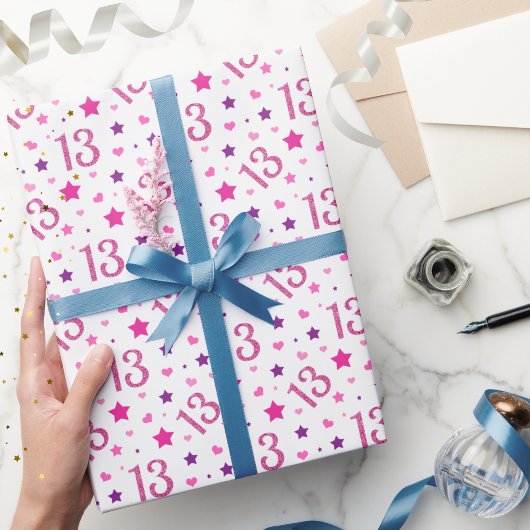 Glitterverjaardagsverpakkings papier voor 13-jarig
