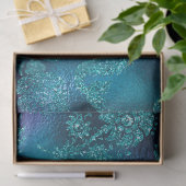 Glittervis en bloemen op blauwe ontkoppeling tissuepapier (Geschenk)