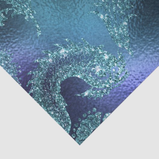 Glittervis en bloemen op blauwe ontkoppeling tissuepapier (Detail)