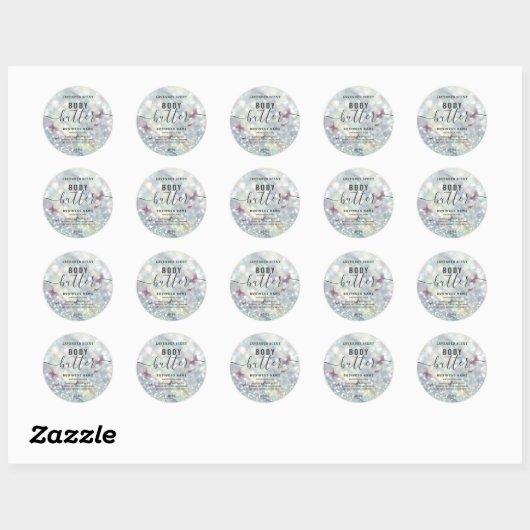 Glittervlinder script body butter label (Vel)