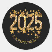 Glittery 2025 ronde sticker (Voorkant)