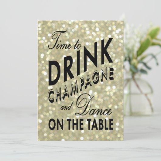 Glittery 21st Birthday Time to Drink Champagne Kaart (Staand voorkant)