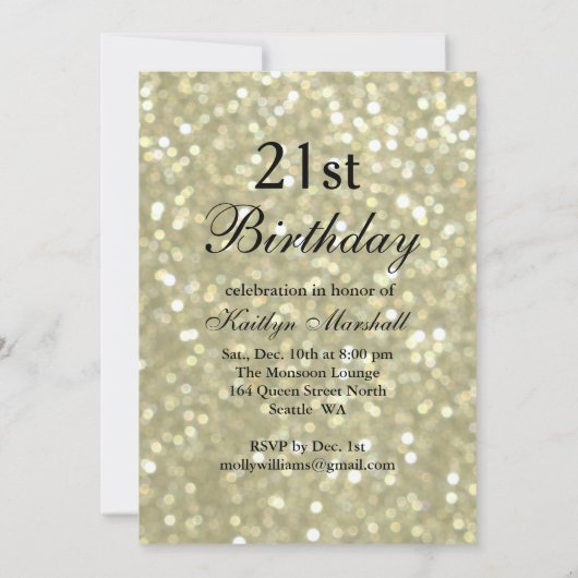 Glittery 21st Birthday Time to Drink Champagne Kaart (Achterkant)