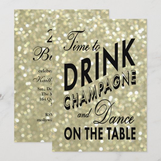 Glittery 21st Birthday Time to Drink Champagne Kaart (Voorkant / Achterkant)