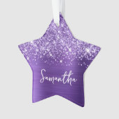 Glittery Amethist Paarse Glam Naam Ster Ornament (voorkant)