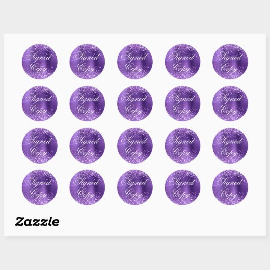 Glittery Amethyst Folie Fancy gesigneerd exemplaar Ronde Sticker (Vel)