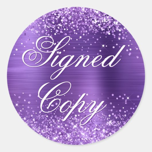 Glittery Amethyst Folie Fancy gesigneerd exemplaar Ronde Sticker (Voorkant)