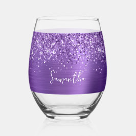 Glittery Amethyst Glam Name Wijnglas Zonder Voet