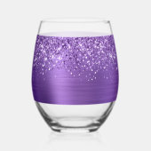 Glittery Amethyst Glam Name Wijnglas Zonder Voet (Achterkant)