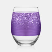 Glittery Amethyst Glam Name Wijnglas Zonder Voet (Rechts)