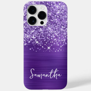 Glittery Amethyst Paarse Glam Name Case-Mate iPhone 14 Pro Max Hoesje