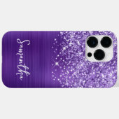 Glittery Amethyst Paarse Glam Name Case-Mate iPhone Case (Achterkant (horizontaal))