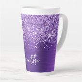Glittery Amethyst Paarse Glam Name Latte Mok (Rechterhoek)